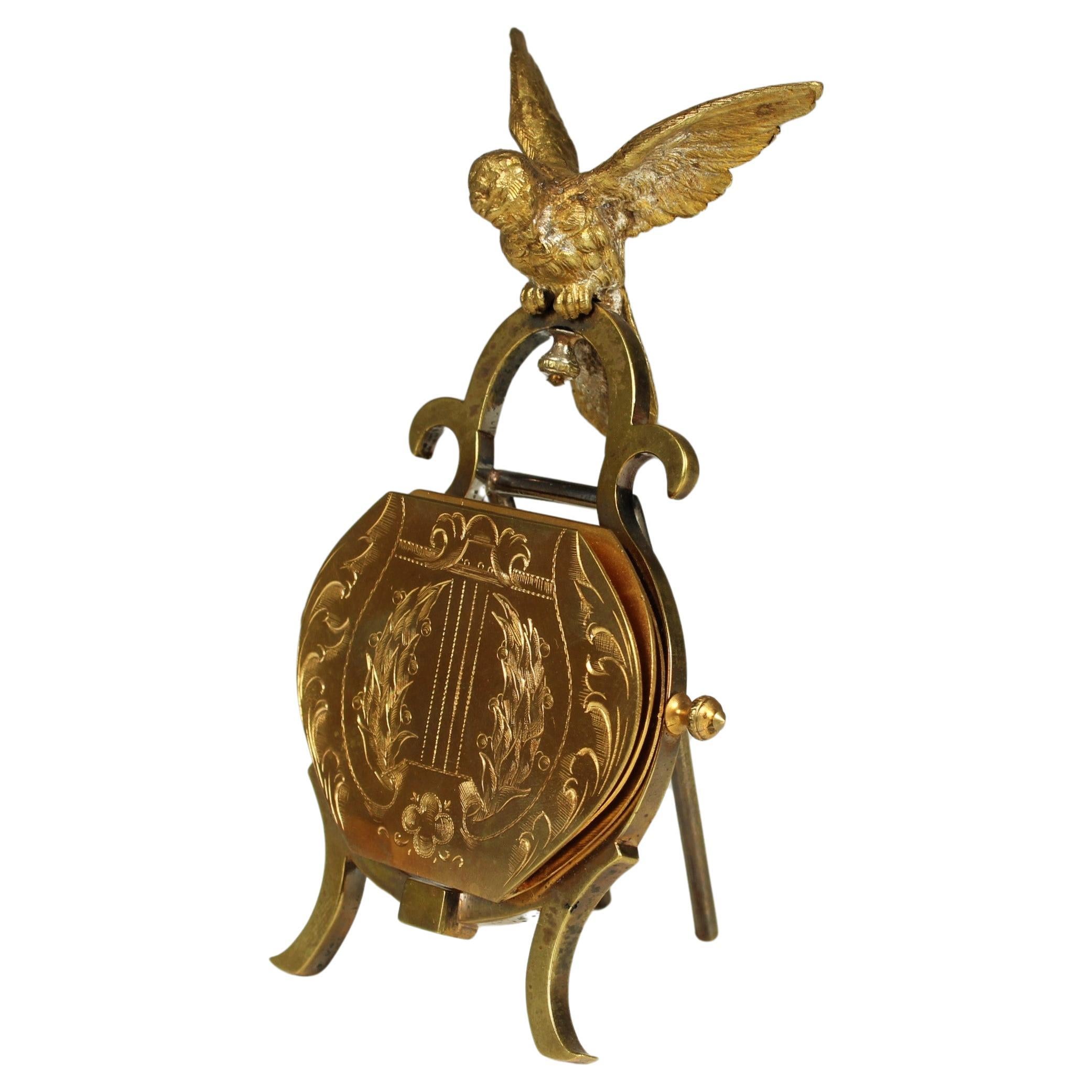 Antique Card Holder, Brass, Parrot, France, Around 1880 For Sale