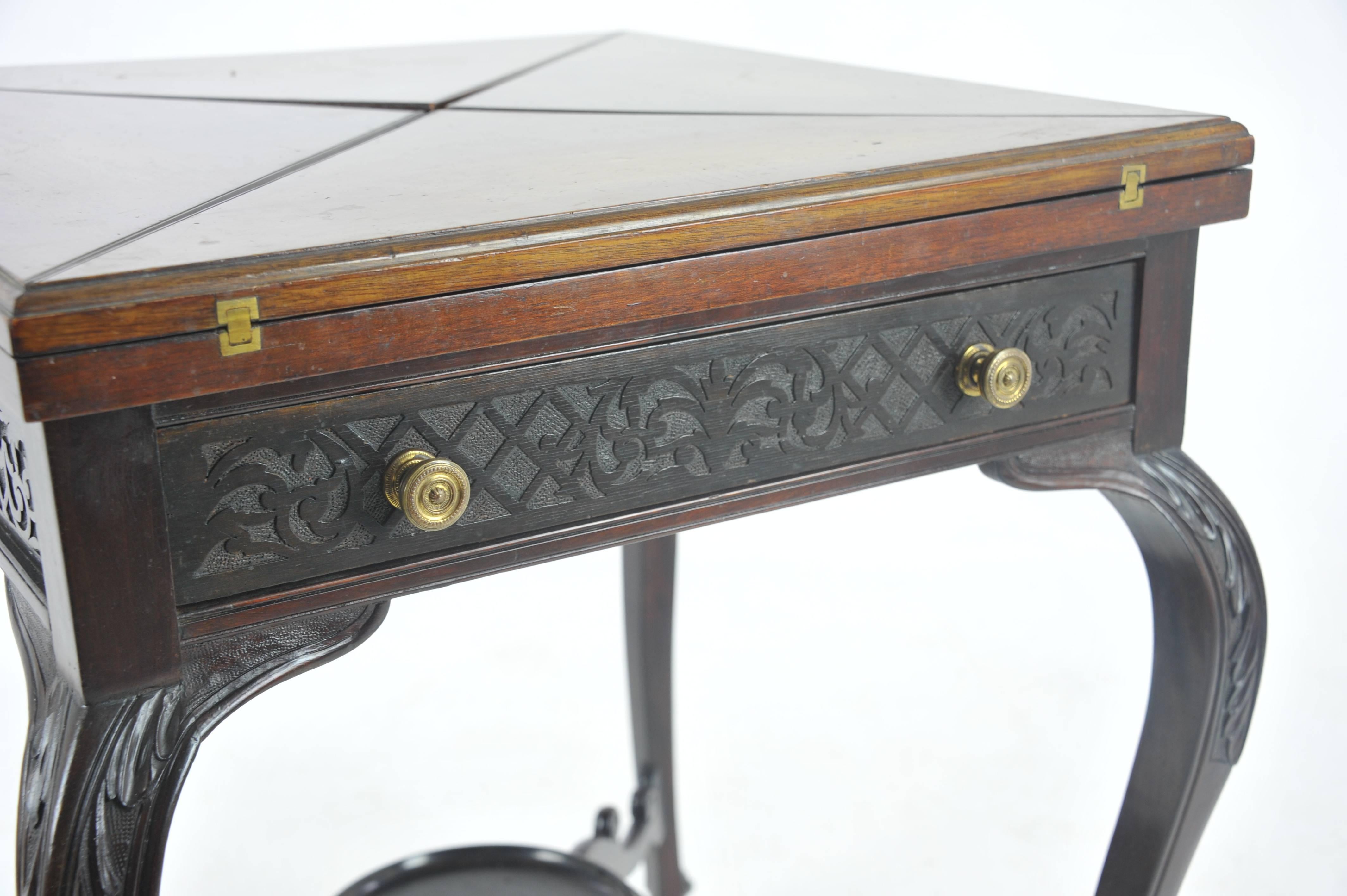 Early 20th Century Antique Victorian Envelope Top Card Table, Mahogany, B1115  