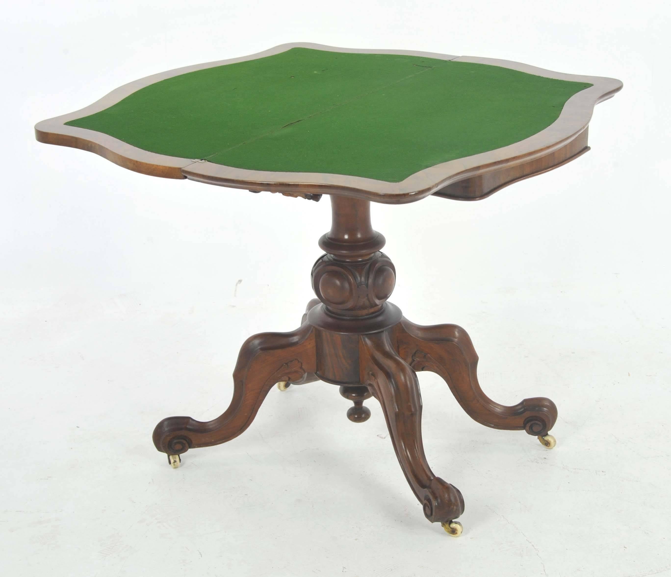 Hand-Crafted Antique Card Table, Victorian Card Table, Walnut, Scotland, 1870