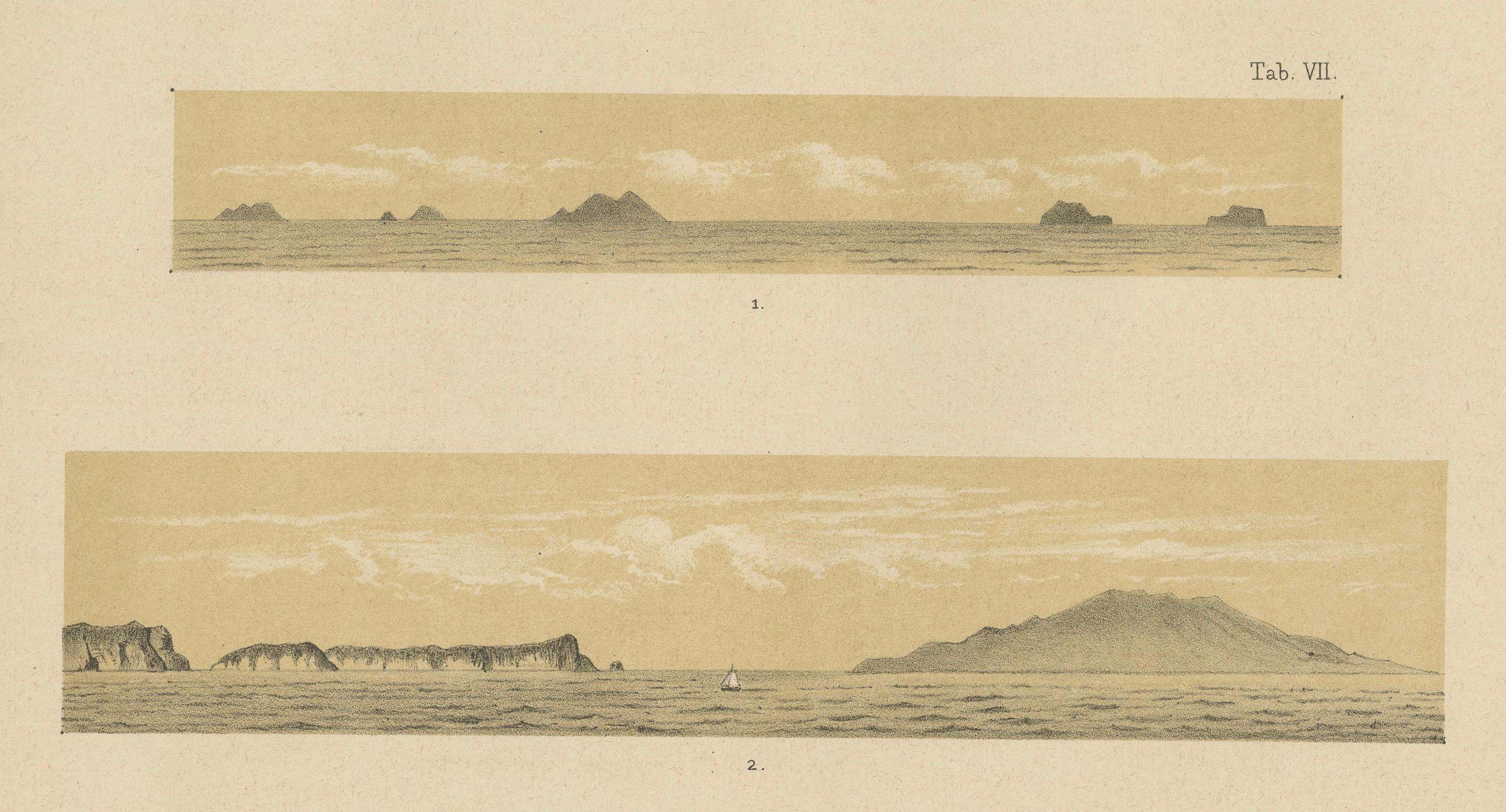 Antique Caribbean Island Group Panorama 1888 Dutch West Indies Seascape

This refined panoramic seascape plate was published in 1888 as part of Karl Martin’s important scientific and travel documentation of the Dutch West Indies and the southern
