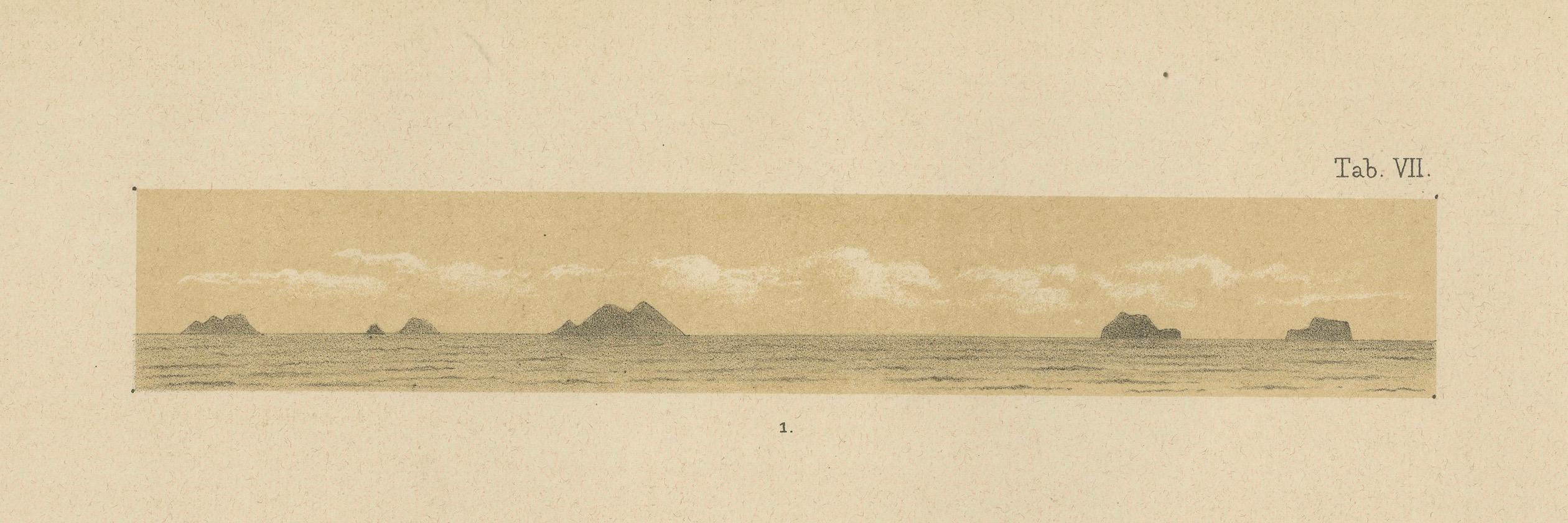 Antique Caribbean Island Group Panorama - Dutch West Indies Seascape, 1888 In Good Condition For Sale In Langweer, NL