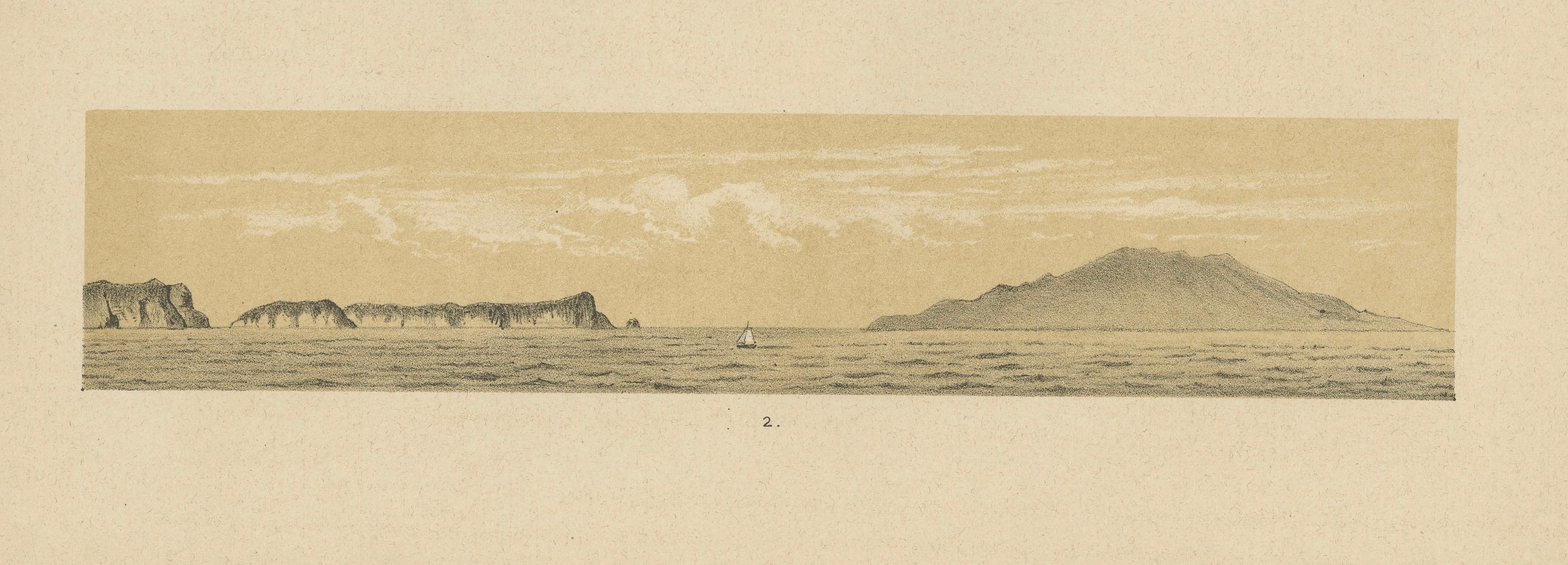 Late 19th Century Antique Caribbean Island Group Panorama - Dutch West Indies Seascape, 1888 For Sale