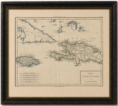 Antique Caribbean Map, Jamaica Cuba Saint-Domingue, Tardieu, c.1775