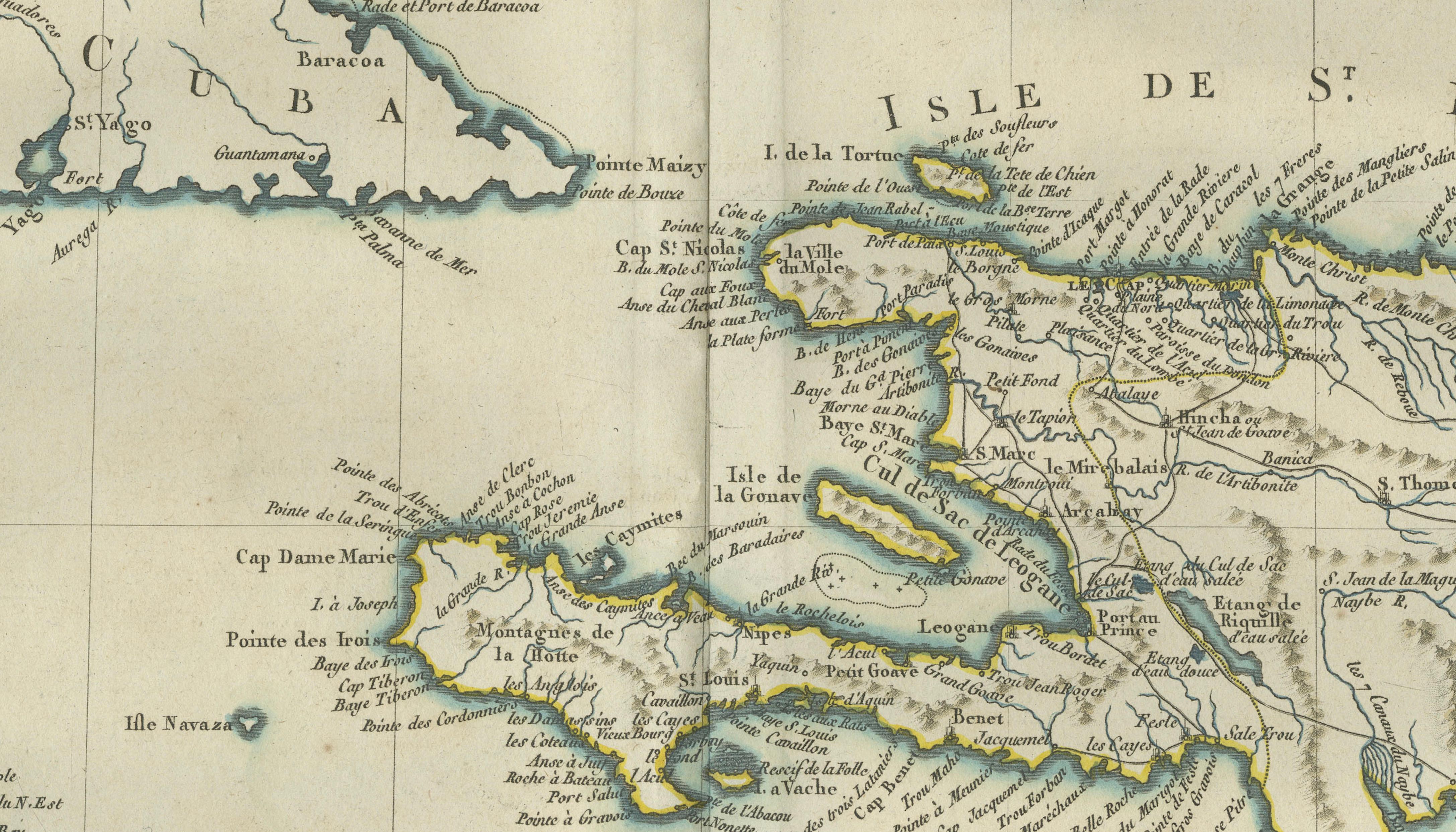 Antique Caribbean Map, Jamaica Cuba Saint-Domingue, Tardieu, c.1775