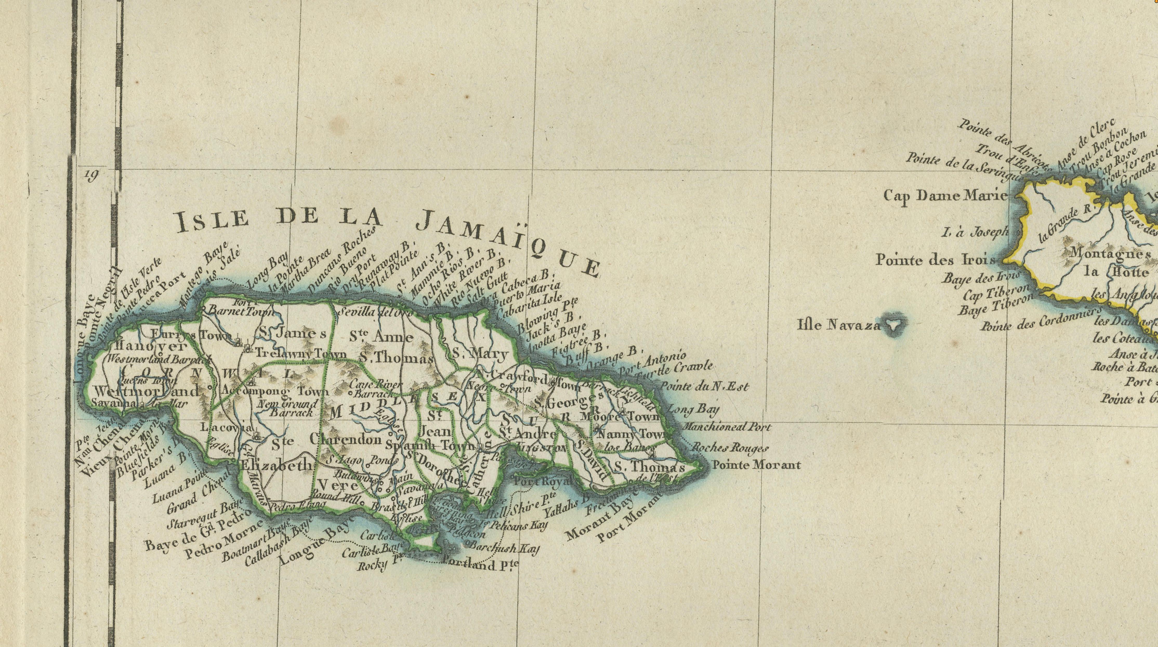 Antique Caribbean Map, Jamaica Cuba Saint-Domingue, Tardieu, c.1775