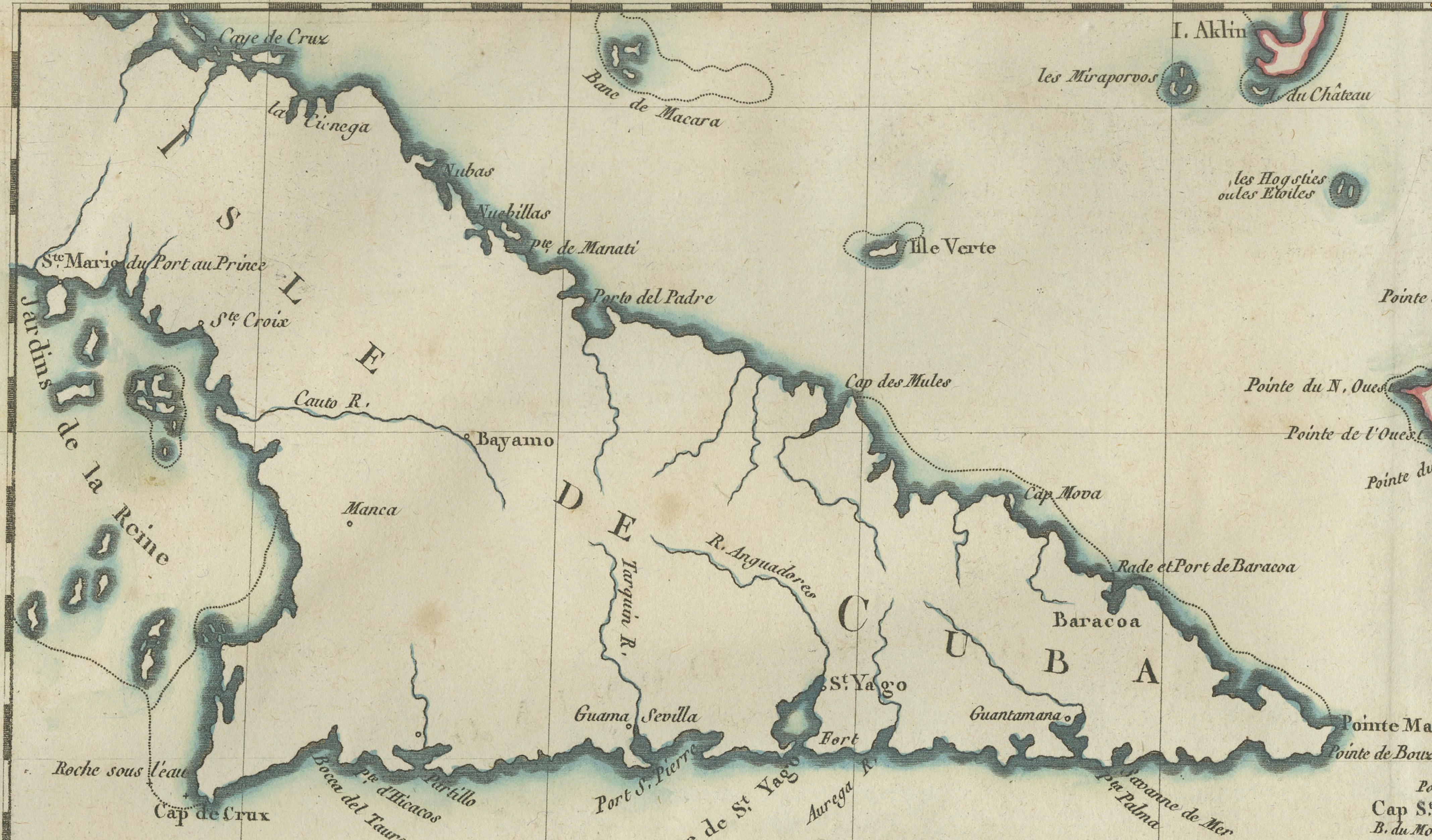 Antique Caribbean Map, Jamaica Cuba Saint-Domingue, Tardieu, c.1775