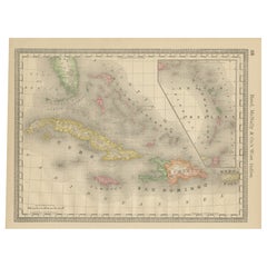 Antique Caribbean Map Wall Art – Cuba Jamaica Hispaniola, Rand McNally, ca.1888 Antique Caribbean Map Wall Art – Cuba Jamaica Hispaniola, Rand McNally, ca.1888