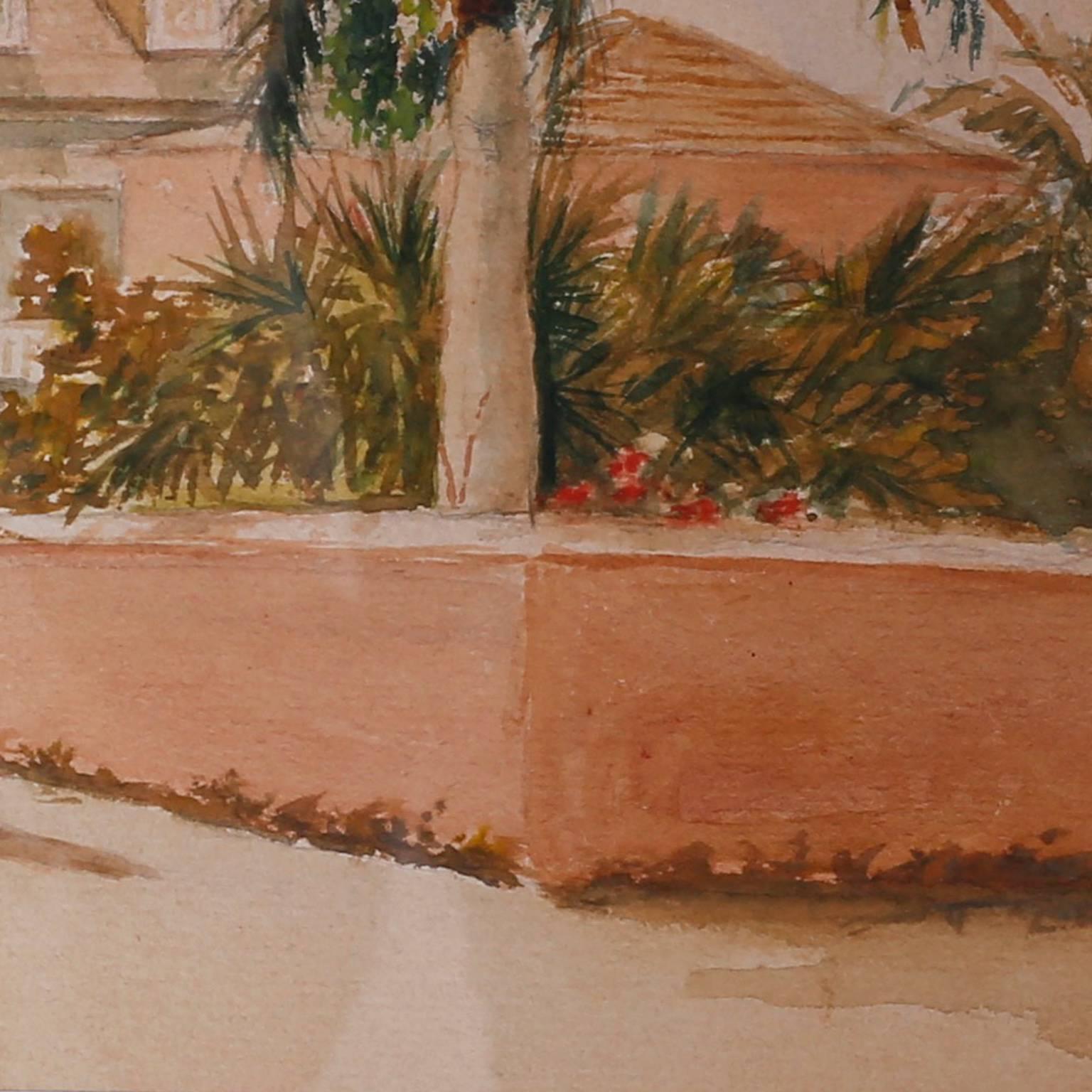 Antique Caribbean Watercolor In Good Condition For Sale In Palm Beach, FL