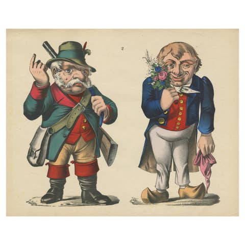 Antique Caricature Print of a Hunter 'c.1860'