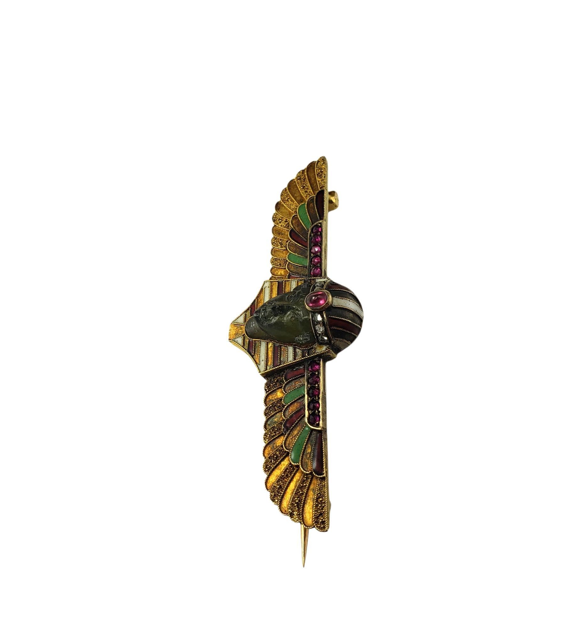 Néo-égyptien Carl Bacher, épingle pharaon ancienne en or jaune 14 carats et diamants n° 21428 en vente