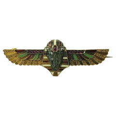 Antique Carl Bacher 14K Yellow Gold and Diamond Pharaoh Pin #21428