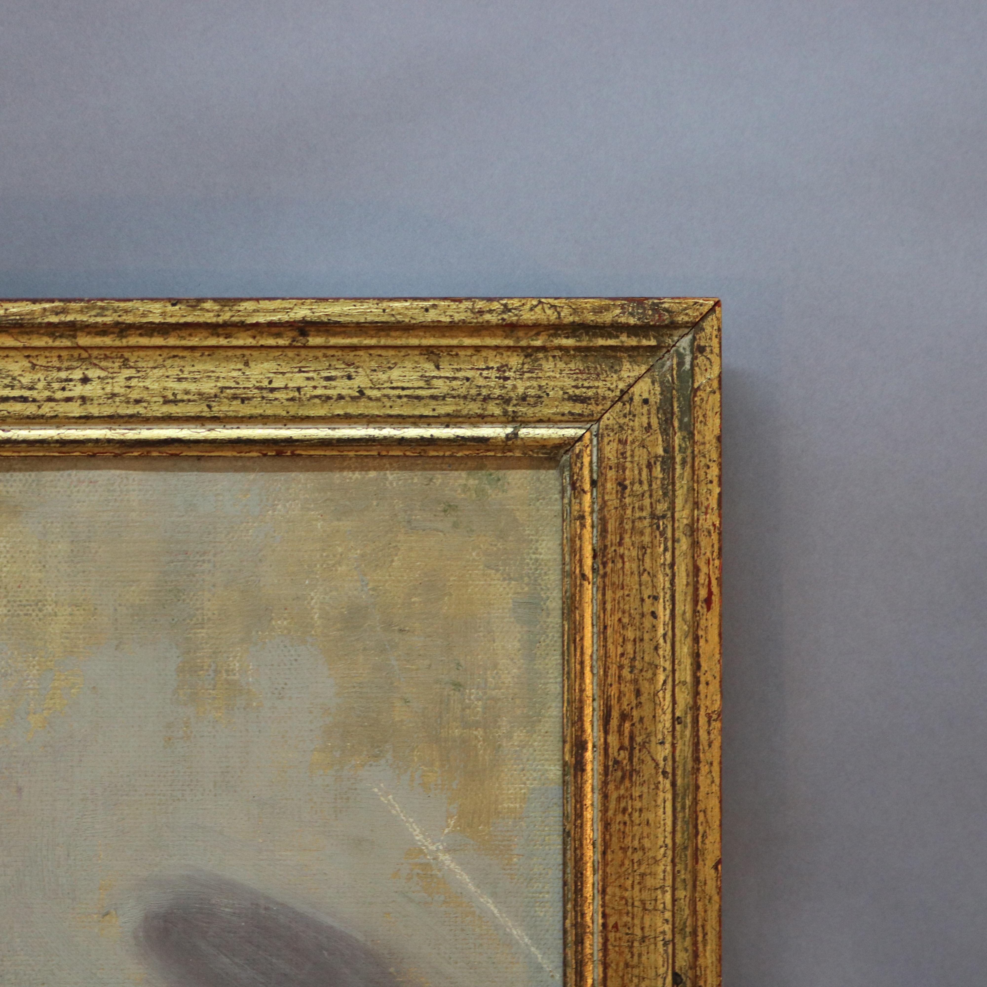 Antique Carl Lawless Oil On Canvas Still Life Painting Of Flowers C1930 6