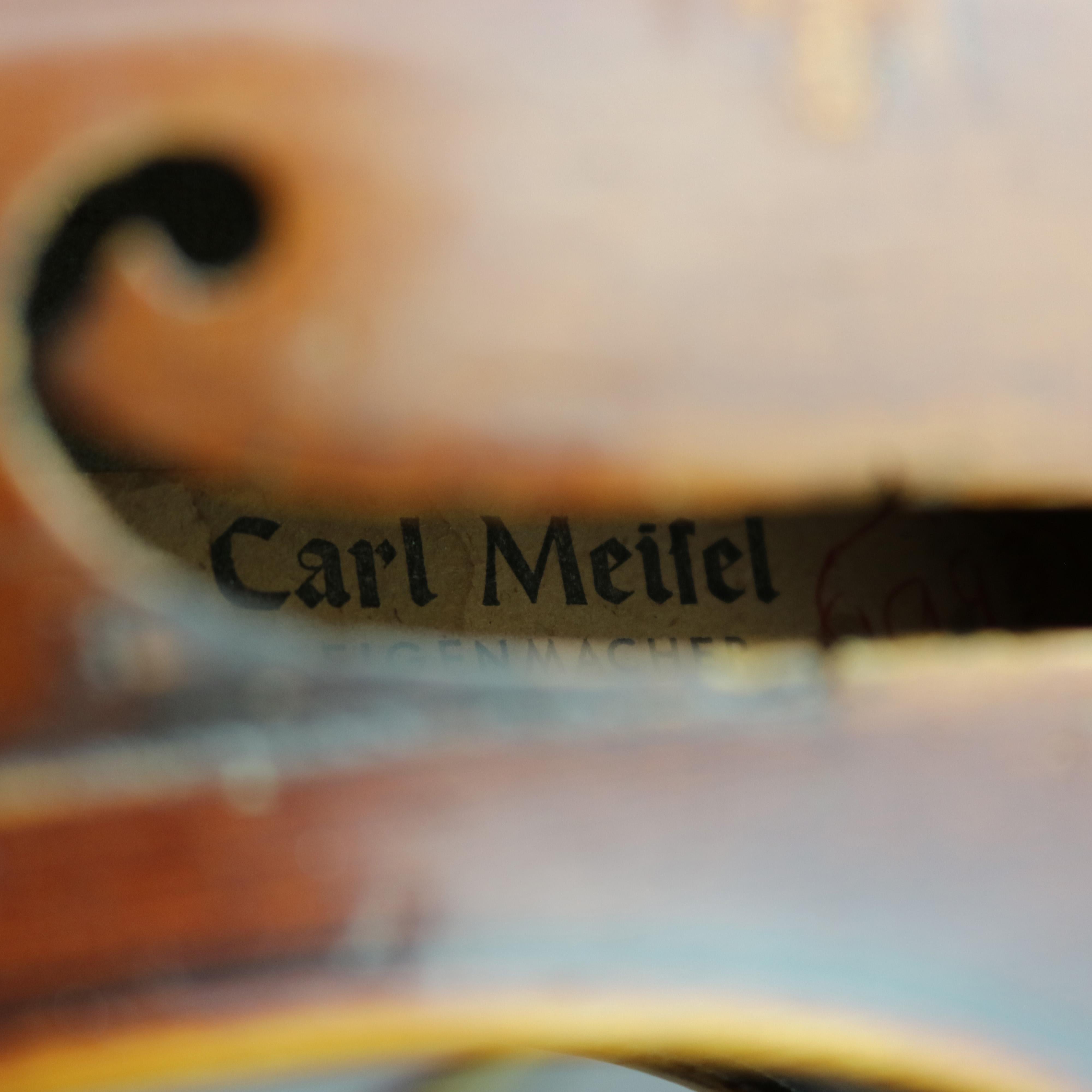 Antique Carl Meifel 4/4 Full Size Violin & Bow, 20th C 6