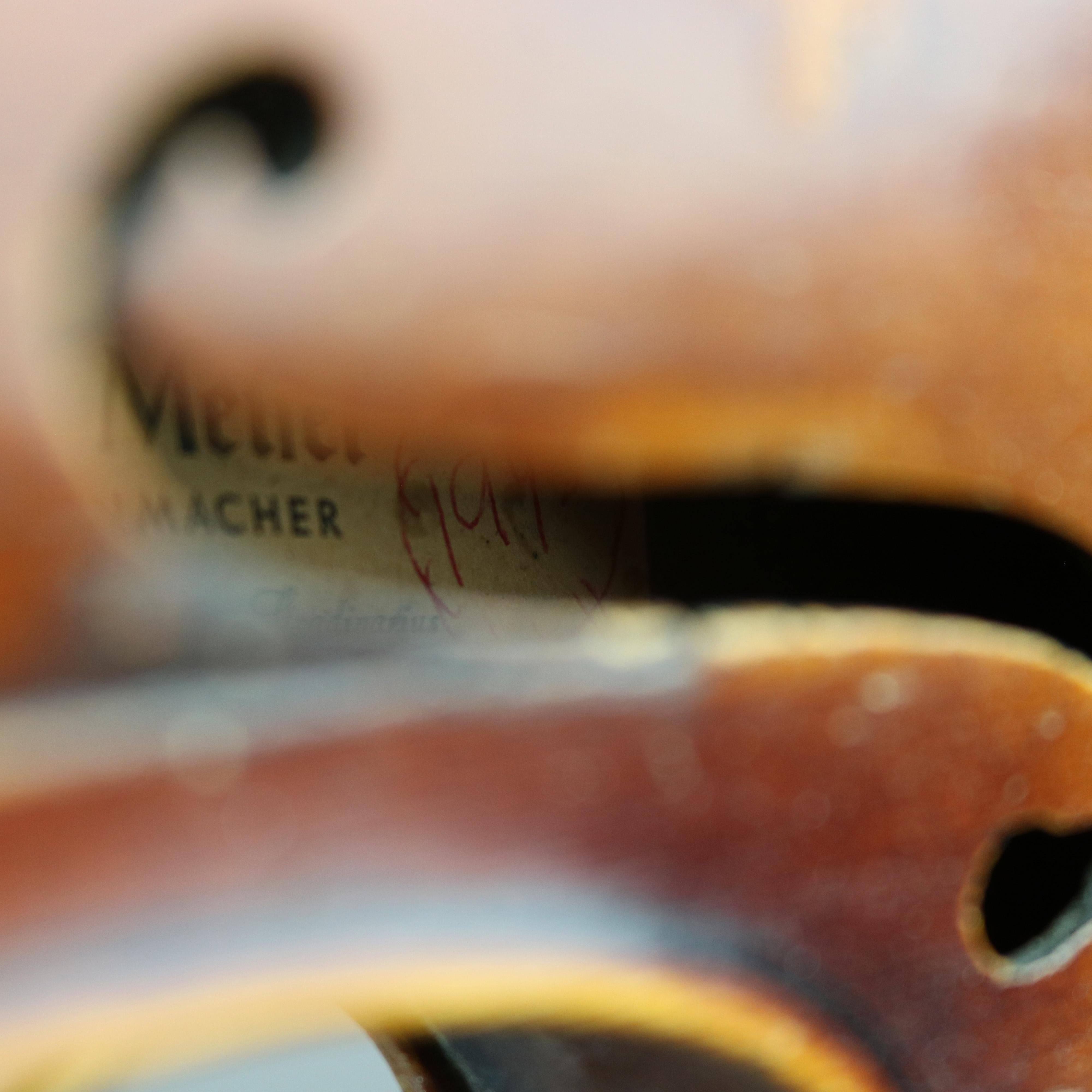 Antique Carl Meifel 4/4 Full Size Violin & Bow, 20th C 8