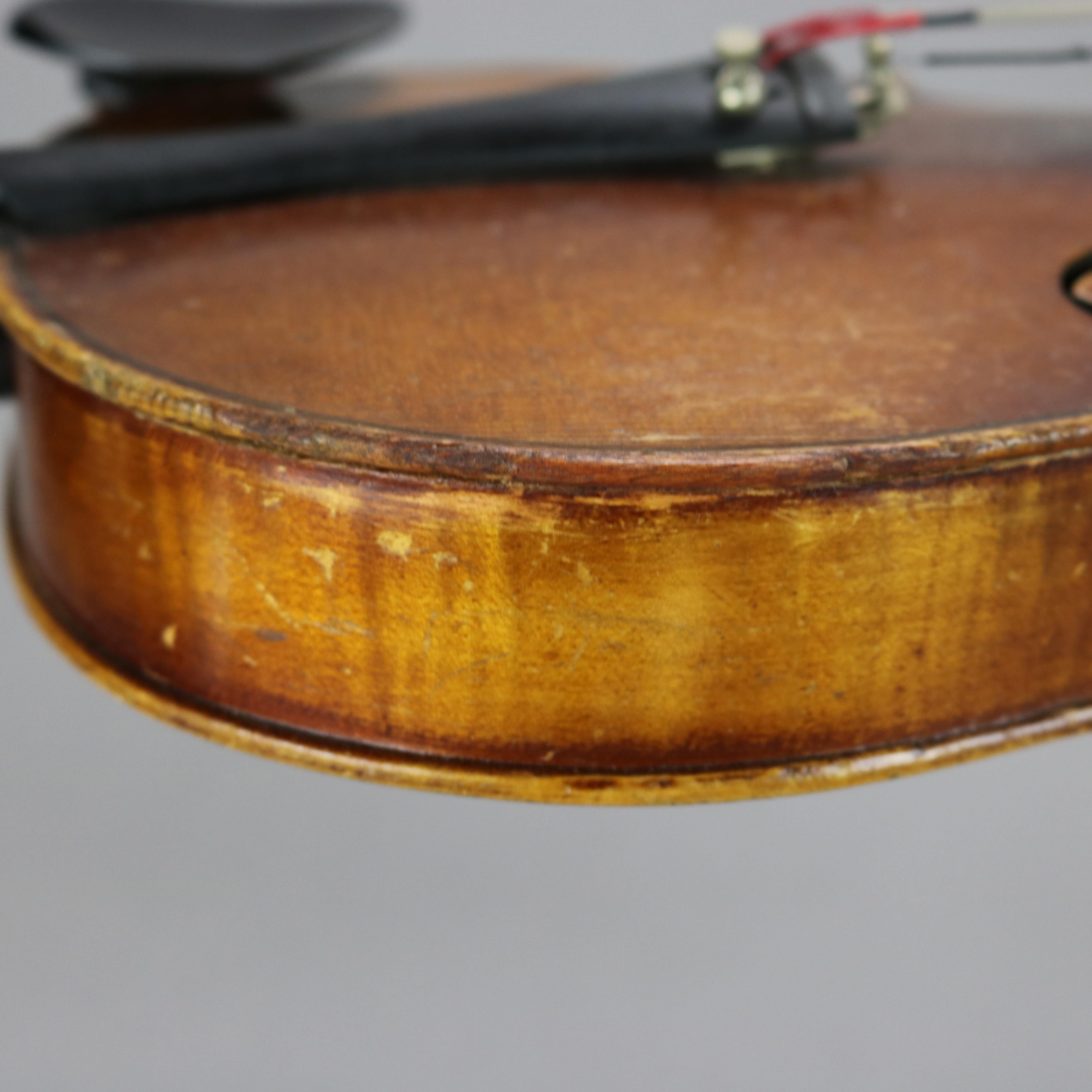 20th Century Antique Carl Meifel 4/4 Full Size Violin & Bow, 20th C