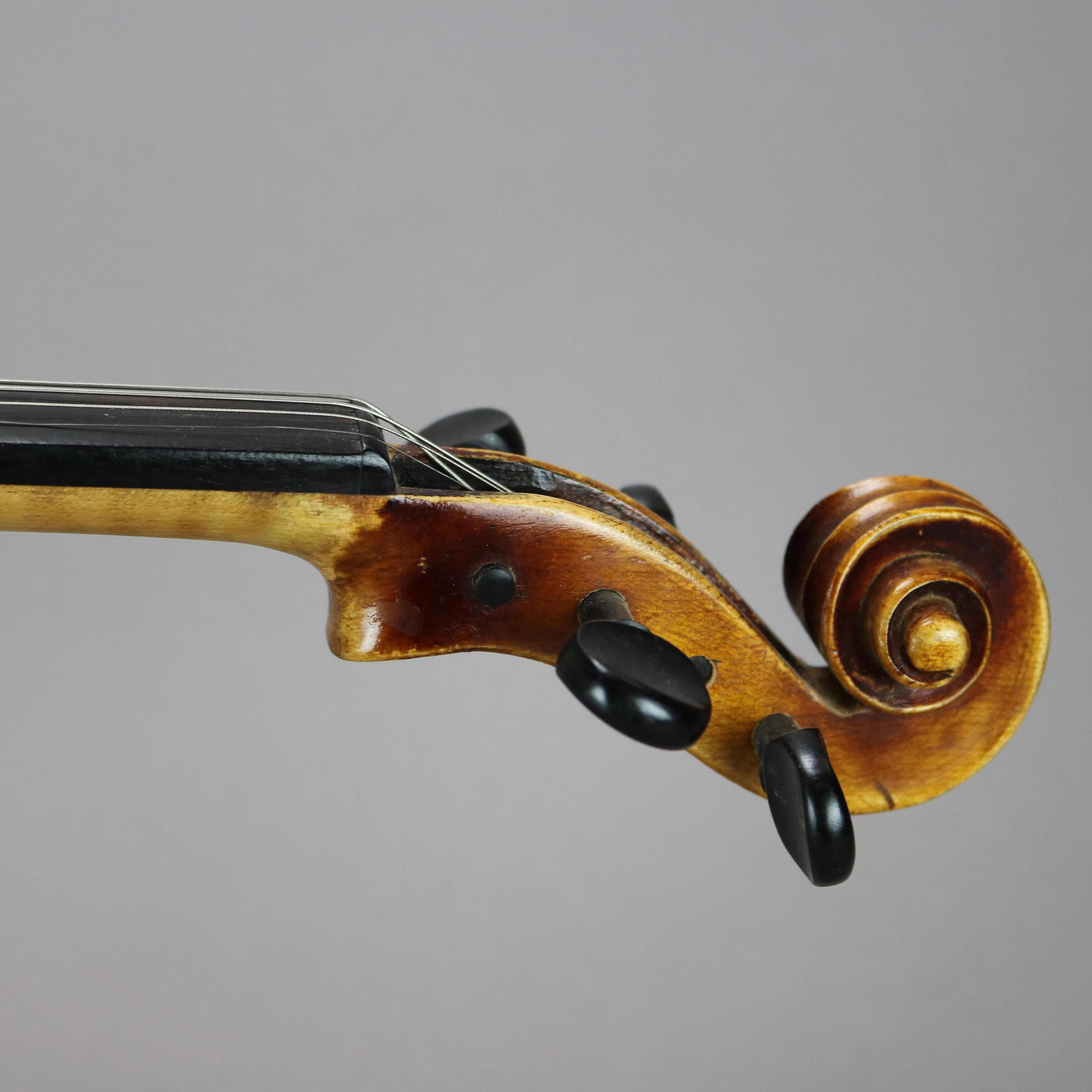 Antique Carl Meifel 4/4 Full Size Violin & Bow, 20th C 1