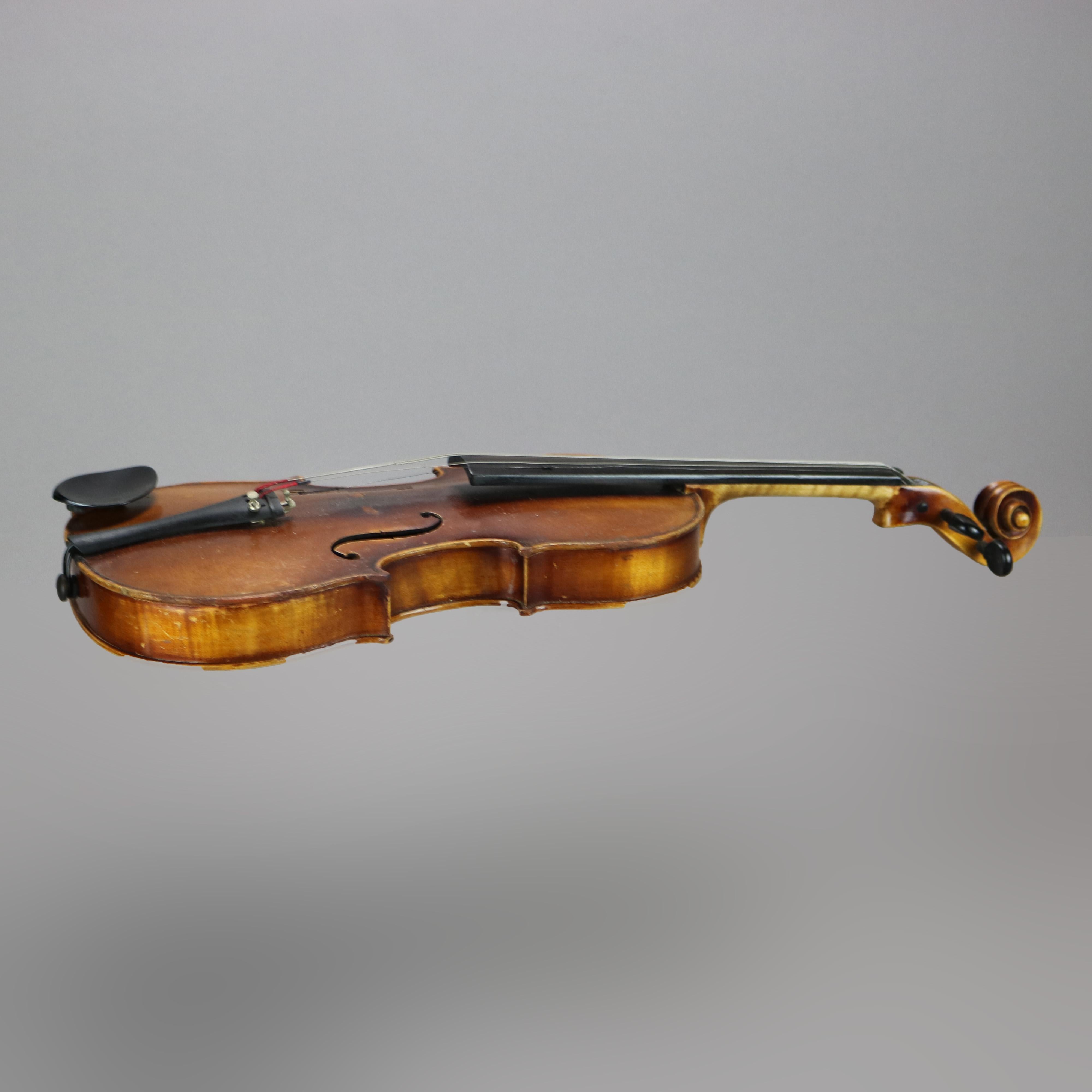 Antique Carl Meifel 4/4 Full Size Violin & Bow, 20th C 2
