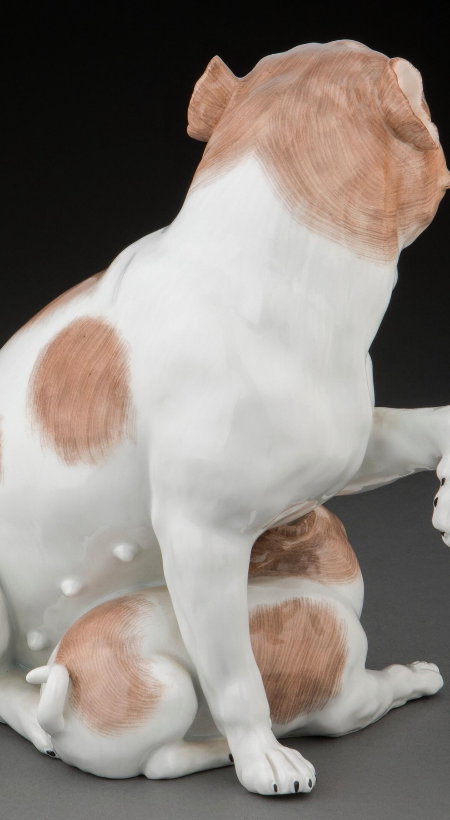German Antique Carl Thieme Dresden Porcelain Figural Pug Dogs For Sale