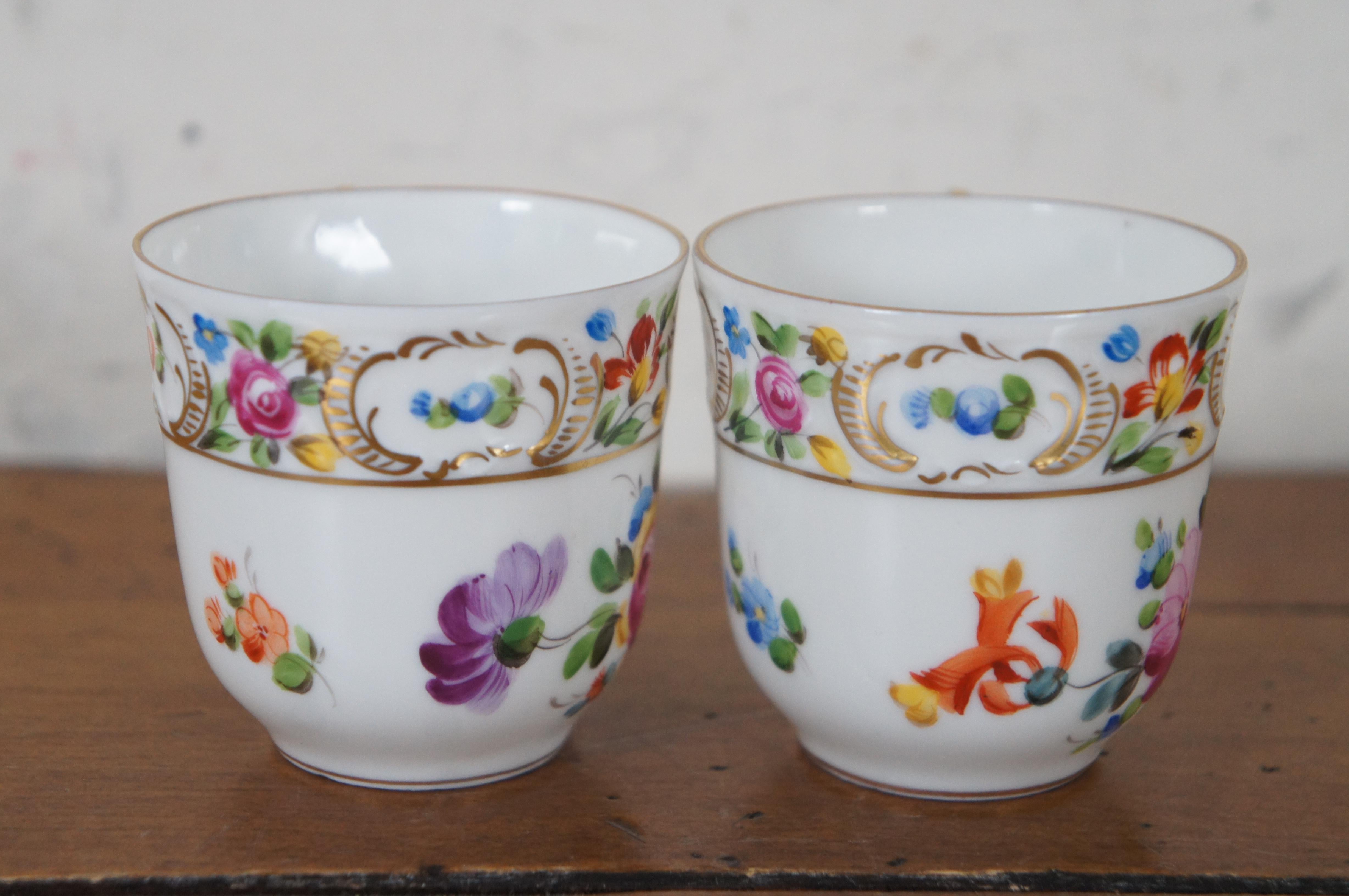Antique Carl Thieme Dresden Porcelain Scalloped Demitasse Cups & Saucers For Sale 2
