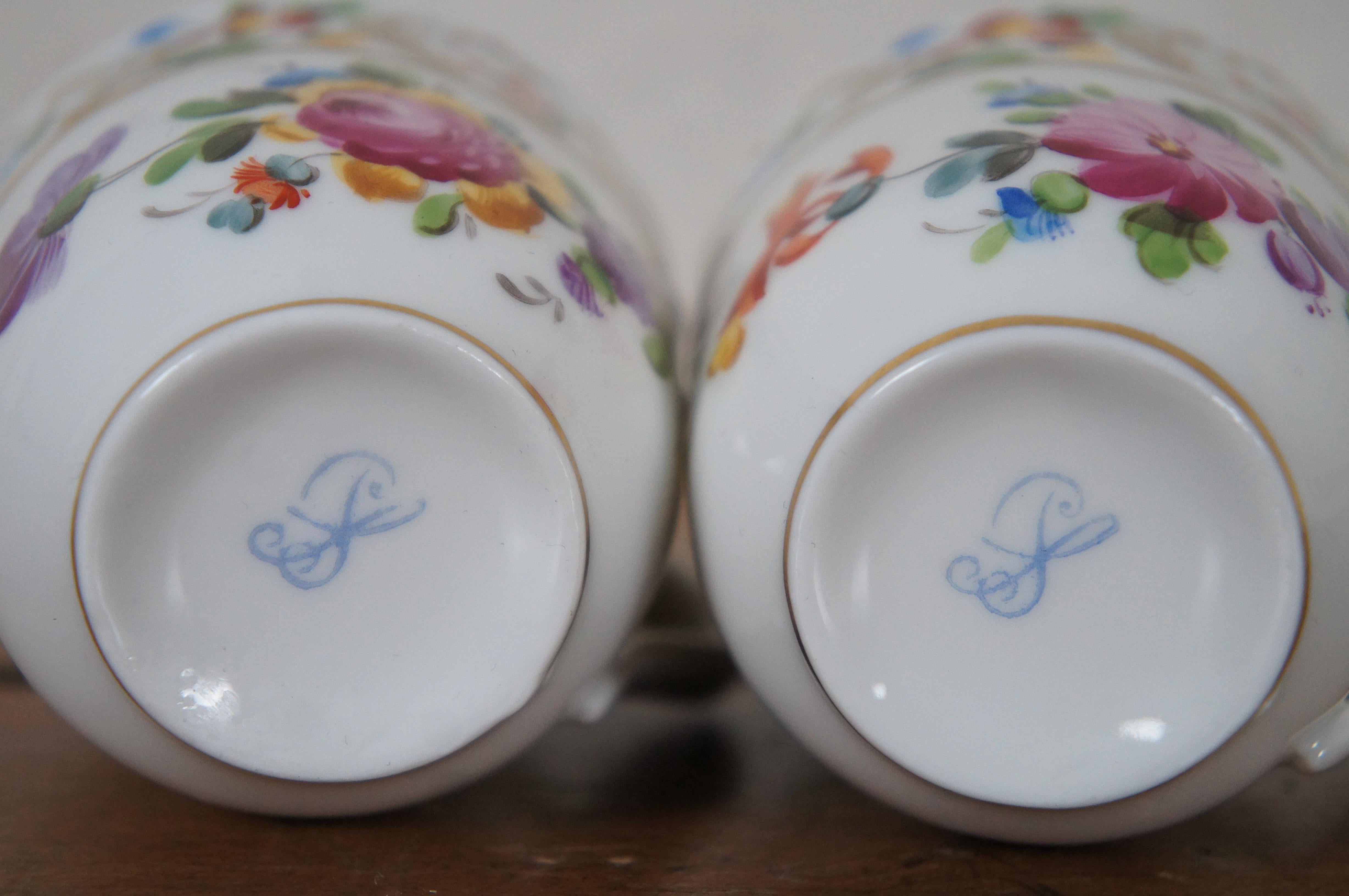 Antique Carl Thieme Dresden Porcelain Scalloped Demitasse Cups & Saucers For Sale 4