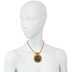Antique Carlo Giuliano gold and silver Etruscan Revival decadrachm coin necklace