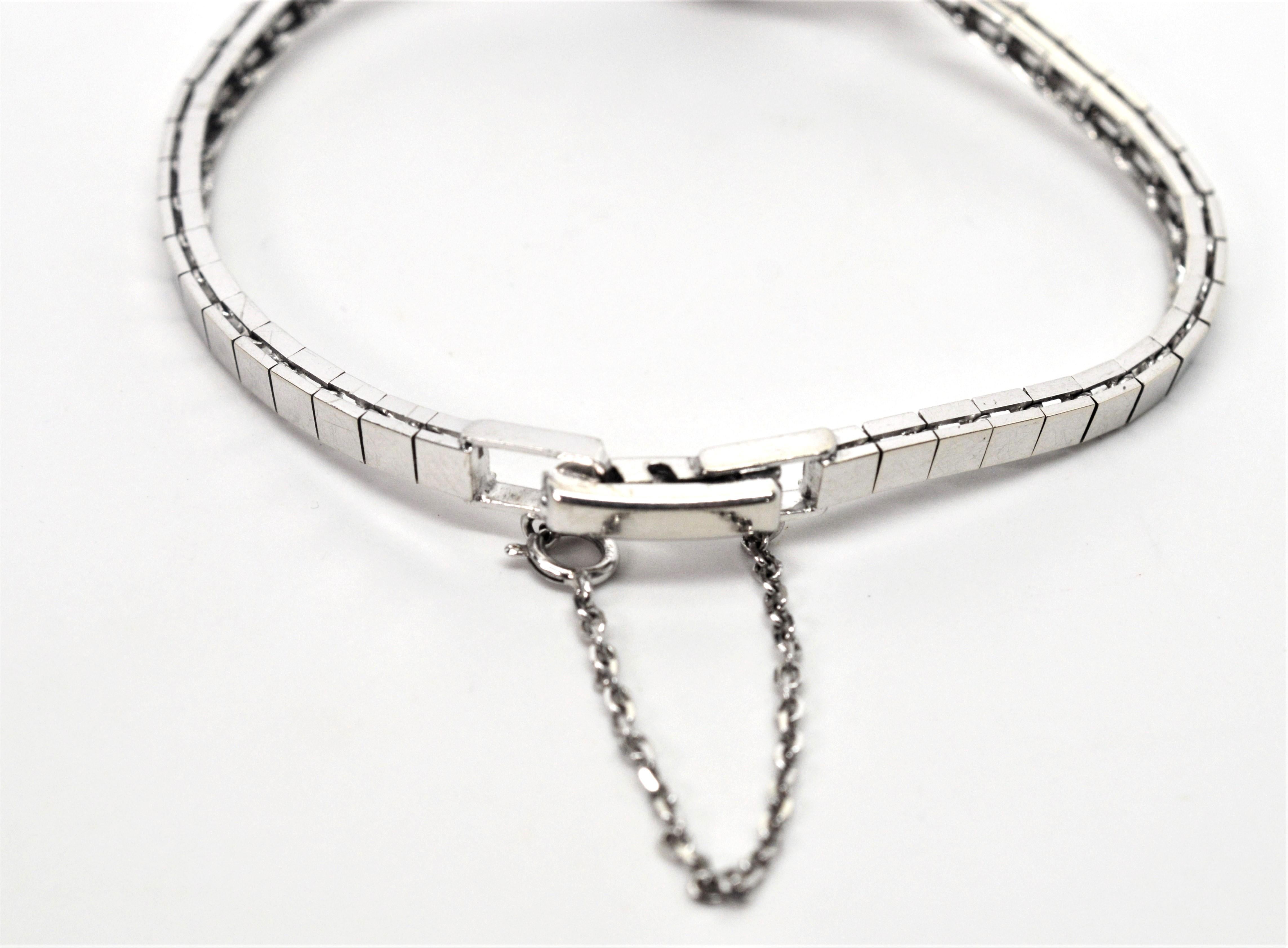 Round Cut Antique Carlto Diamond 14 Karat White Gold Bracelet Dress Wrist Watch For Sale