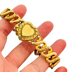 Antique CARMEN DFB Co gold filled heart etched expansion designer bracelet