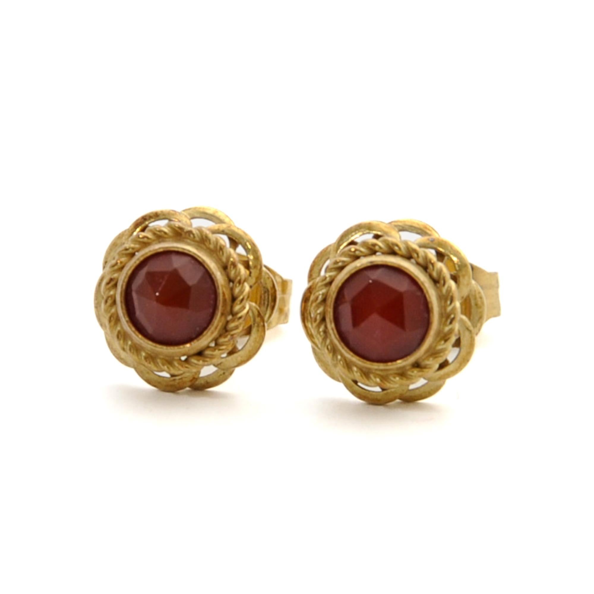 antique stud earrings gold