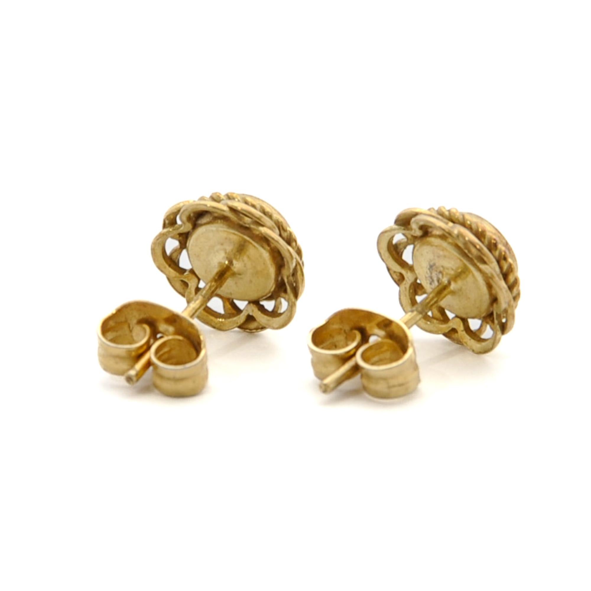 Mixed Cut Antique Carnelian 14K Gold Stud Earrings