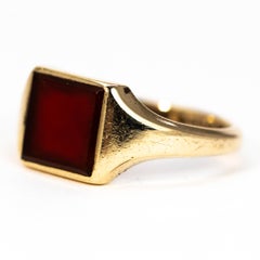 Antique Carnelian and 9 Carat Gold Signet Ring