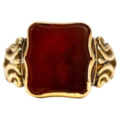 Antique Carnelian and 9 Carat Gold Signet Ring