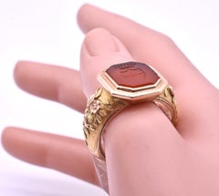 Antique Carnelian and Gold Repousse Signet Ring