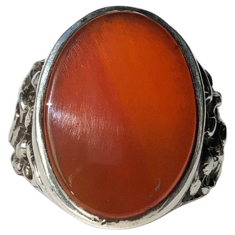 Antique Carnelian and Silver Signet Ring