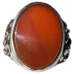 Vintage Carnelian and Silver Signet Ring