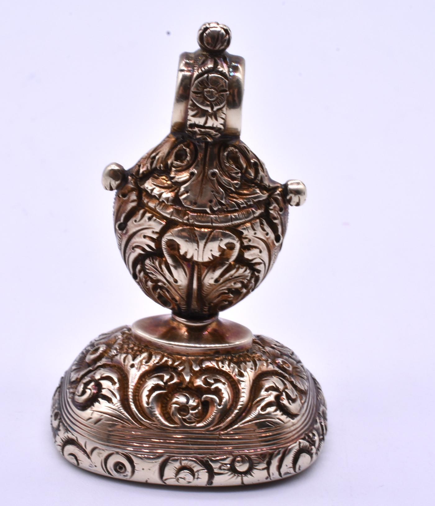 Georgian Antique Anti-Slavery Themed Carnelian Gold Crest Seal Fob