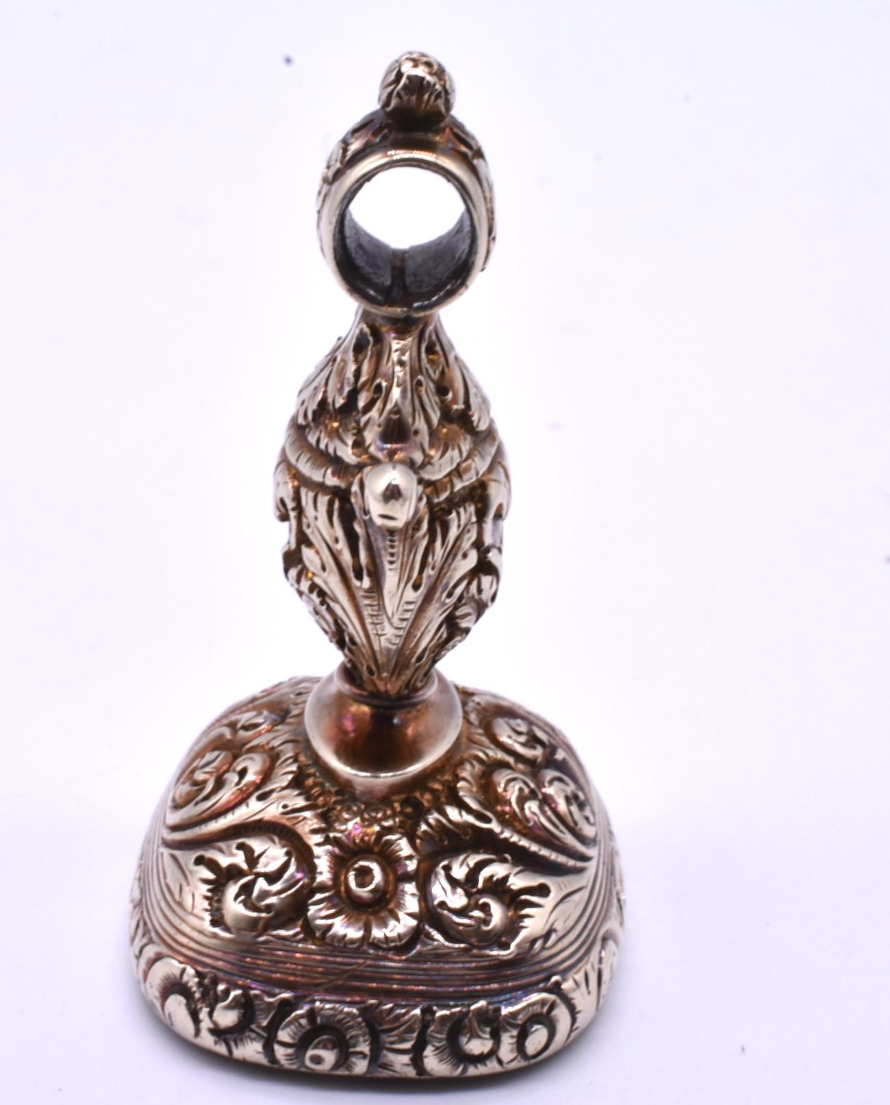 Antique Anti-Slavery Themed Carnelian Gold Crest Seal Fob 1