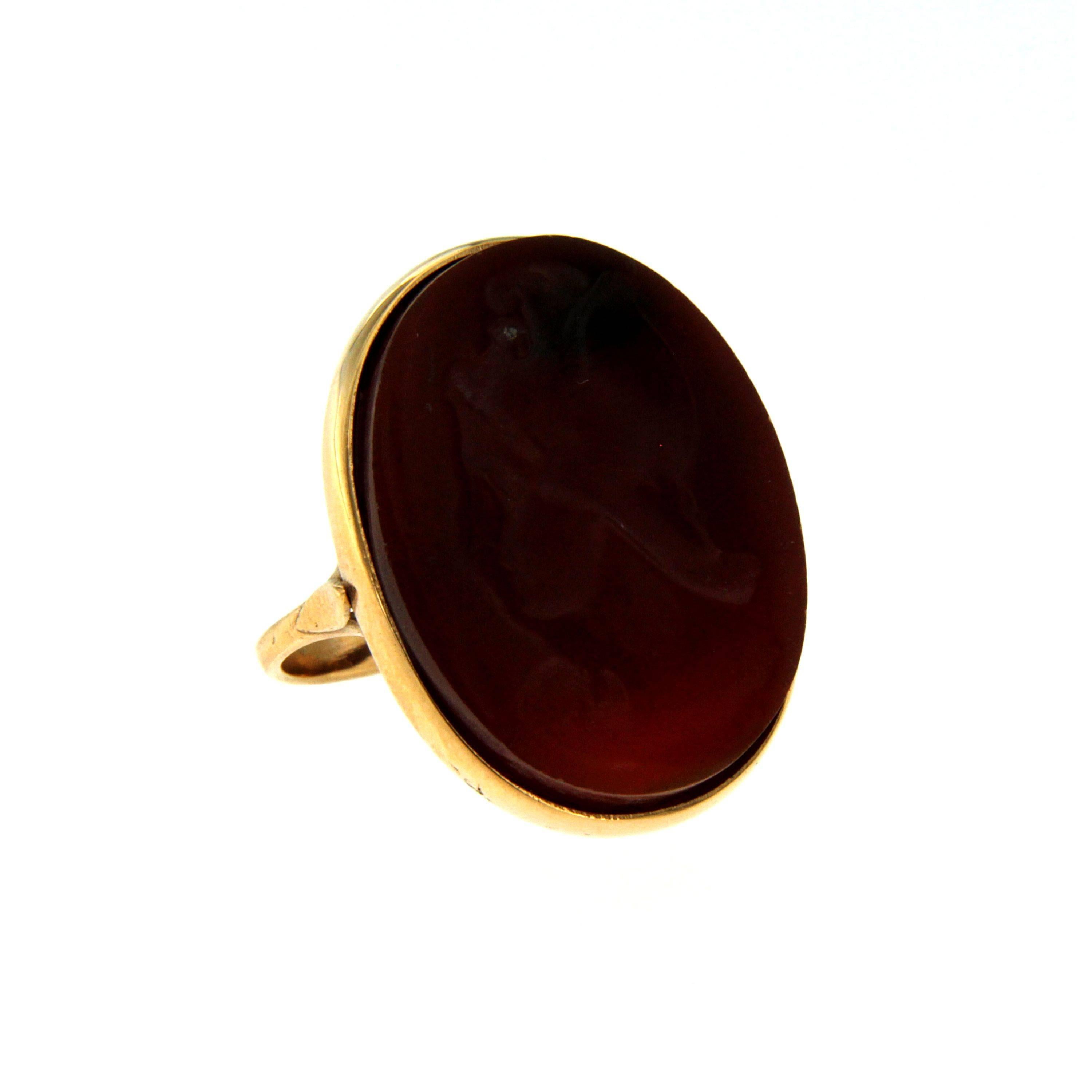 Antique Carnelian Cameo Gold Dome Gold Ring 2