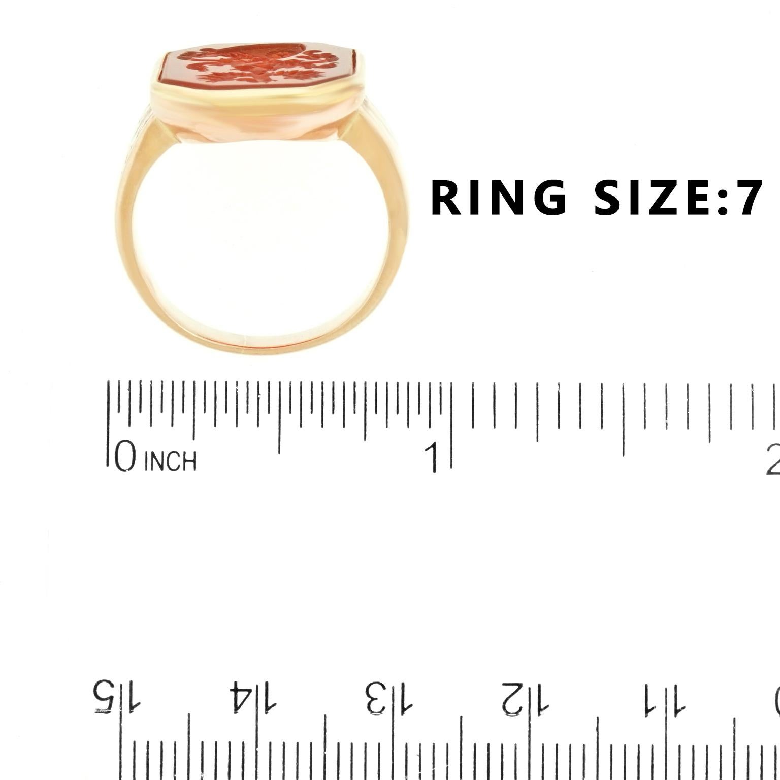 Women's or Men's Antique Carnelian Gold Signet Ring