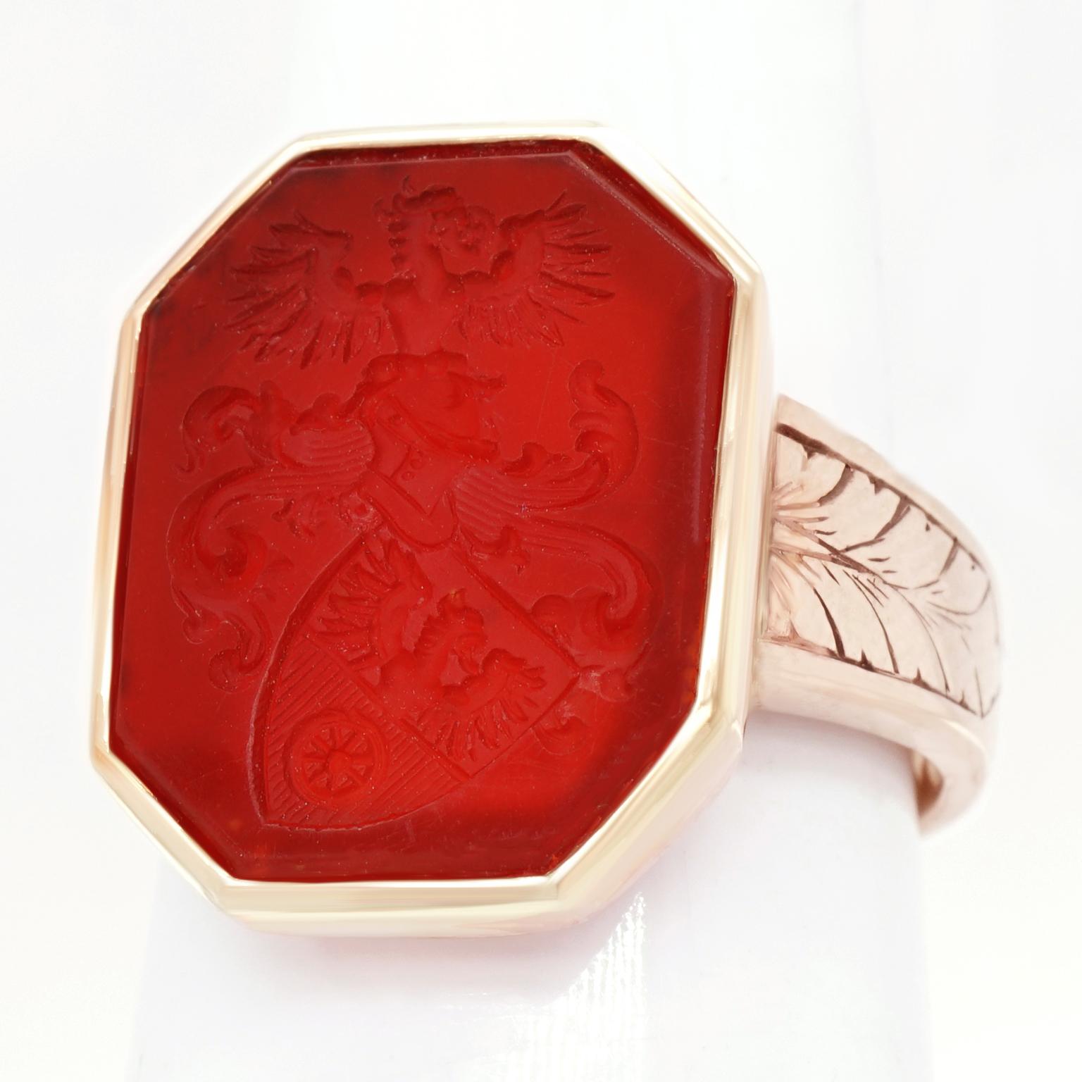 Antique Carnelian Gold Signet Ring 1