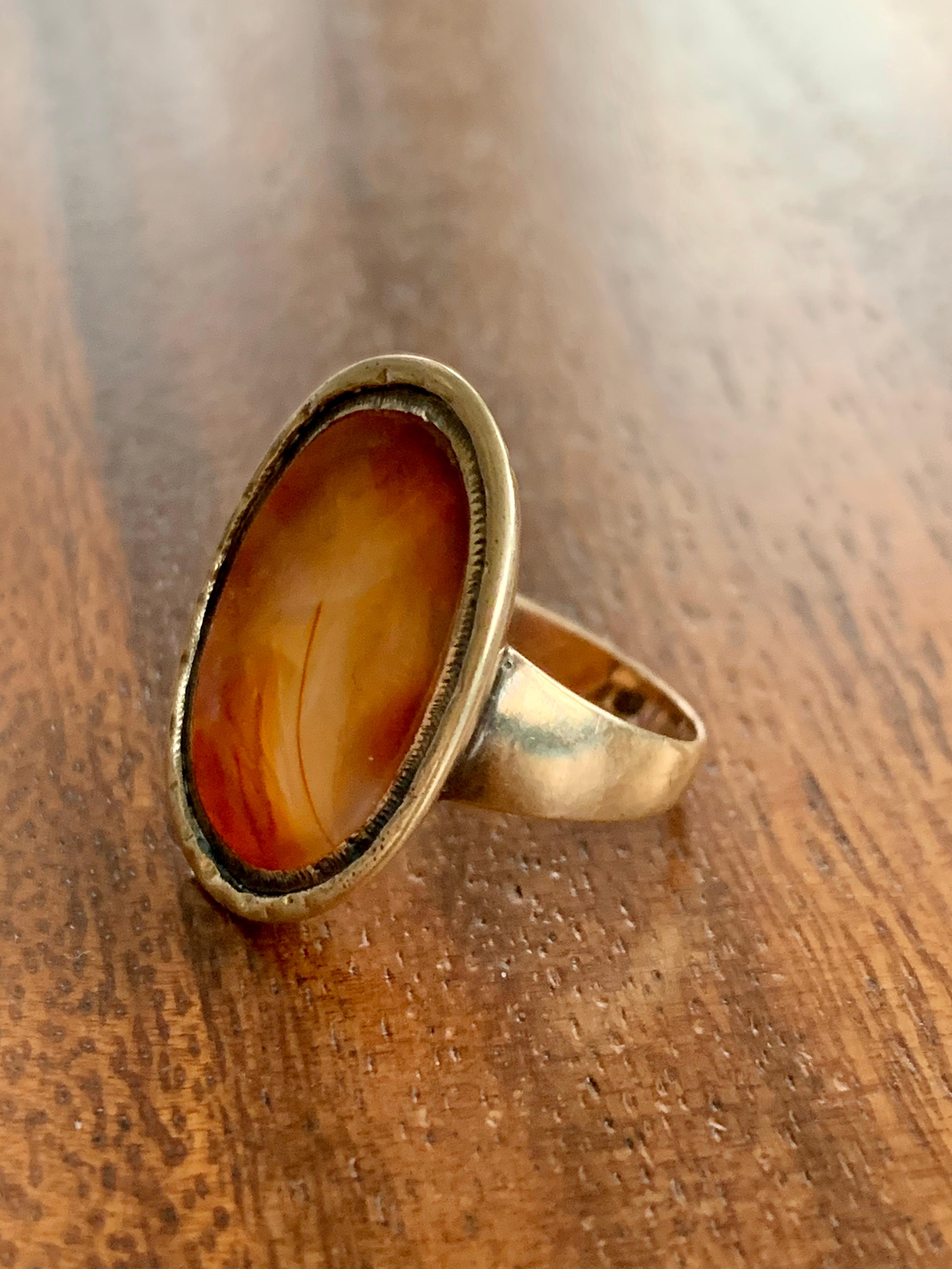 Antique Carnelian Intaglio 10 Karat Yellow Gold Ring 1