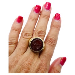 Antique Carnelian Intaglio 14k Gold Signet Ring