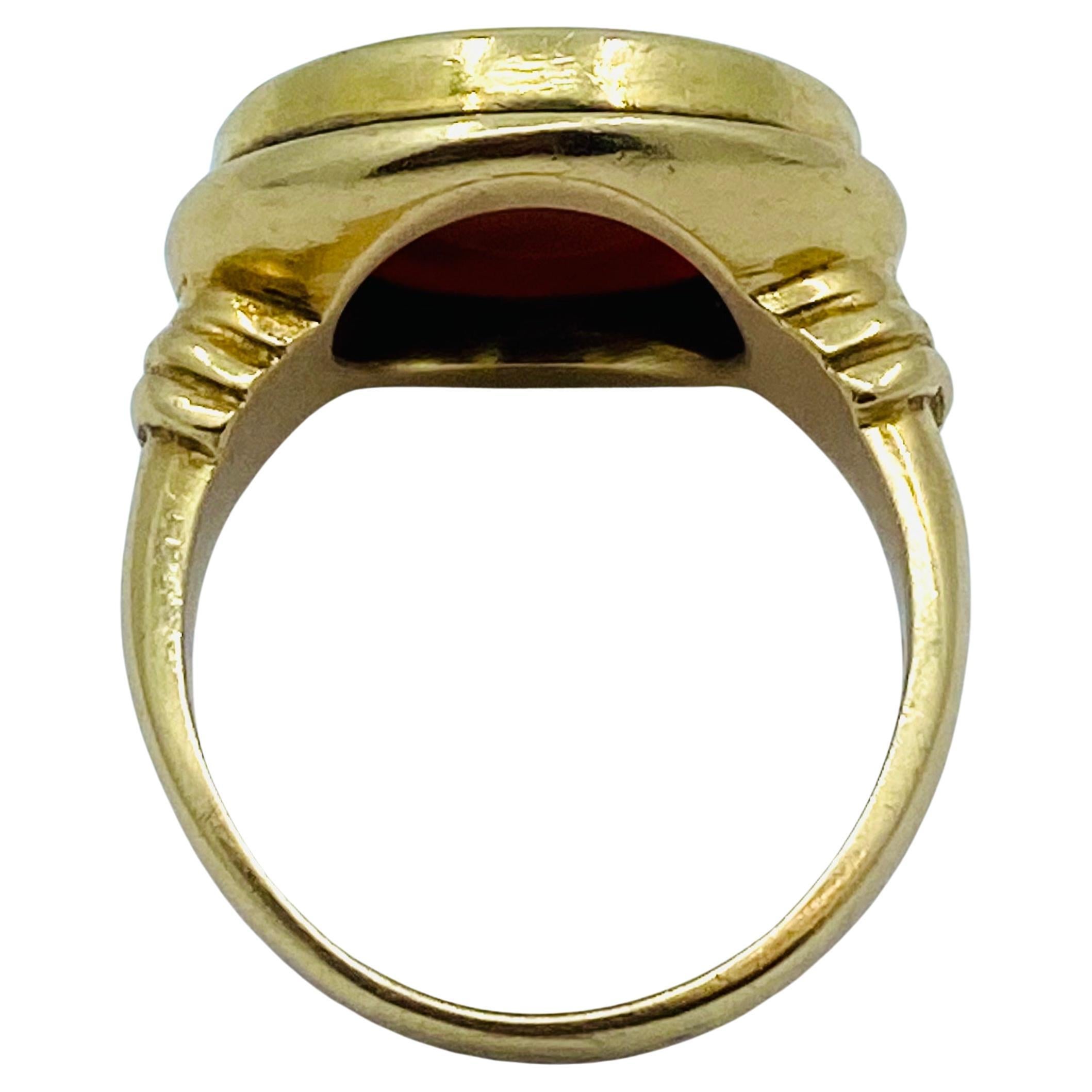 Antique Carnelian Intaglio 14k Gold Signet Ring For Sale 2