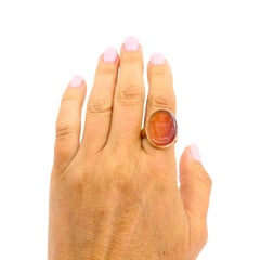 Antique Carnelian Intaglio 18k Gold Signet Ring