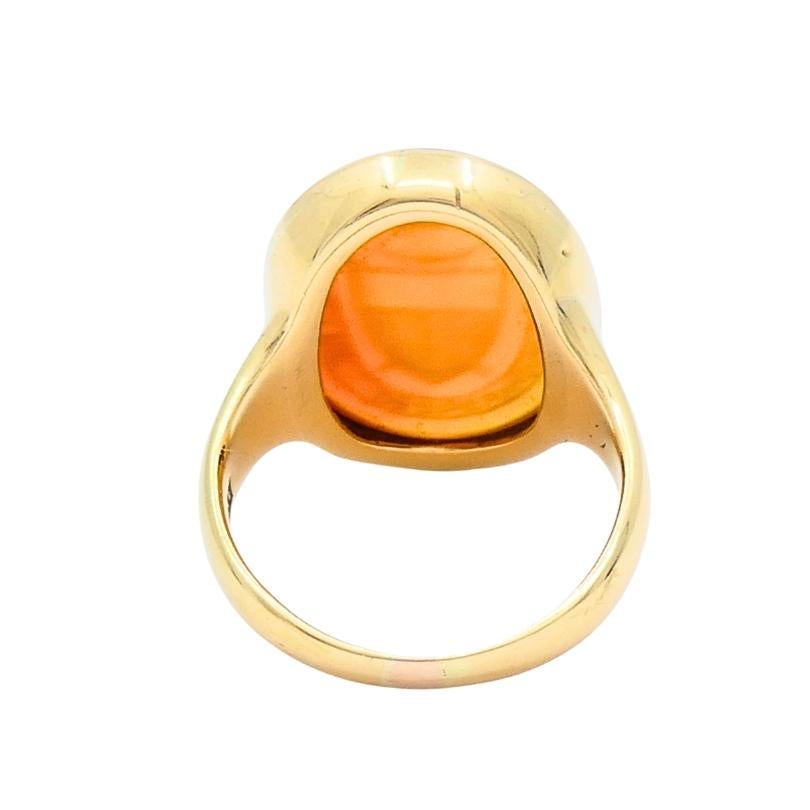 Women's or Men's Antique Carnelian Intaglio 18k Gold Signet Ring For Sale