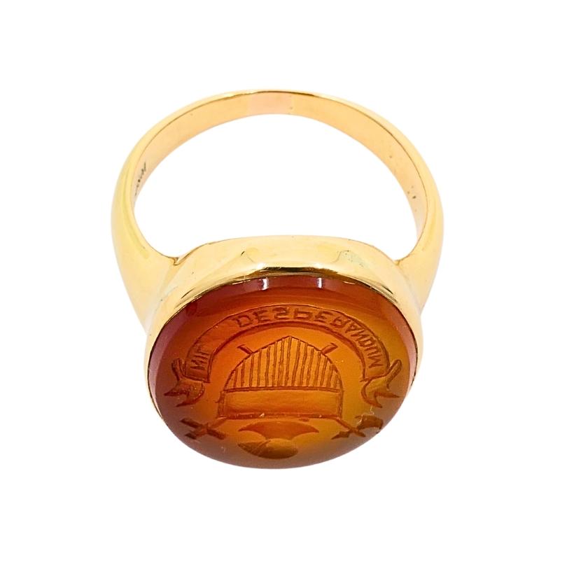 Antique Carnelian Intaglio 18k Gold Signet Ring For Sale 3