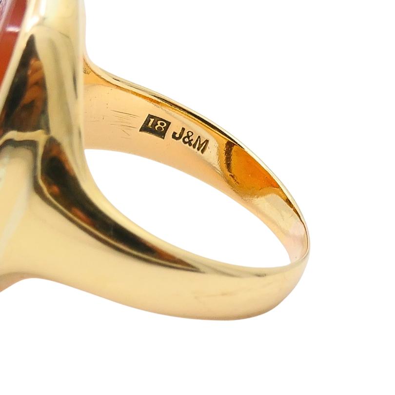 Antique Carnelian Intaglio 18k Gold Signet Ring For Sale 4
