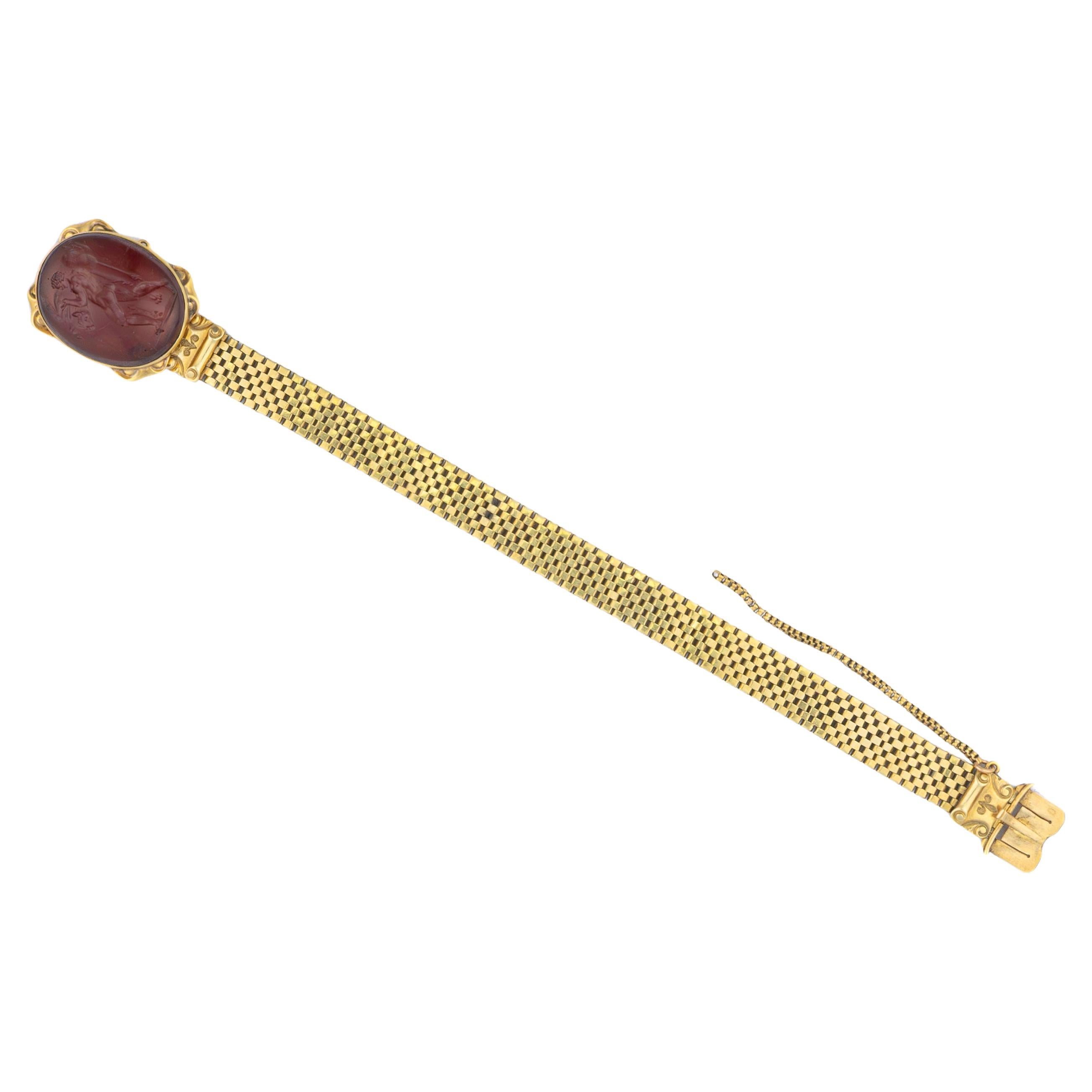 Antique Carnelian Intaglio Mesh Bracelet