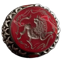 Bague ancienne en argent avec intaille en cornaline, Moyen-Orient