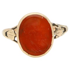 Antiker Karneol Intaglio Siegelring in Gelbgold