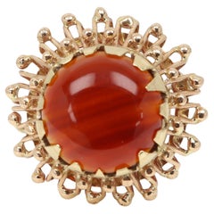 Vintage Carnelian Ring 14 Karat Rose Gold Round Carnelian circa 1950 